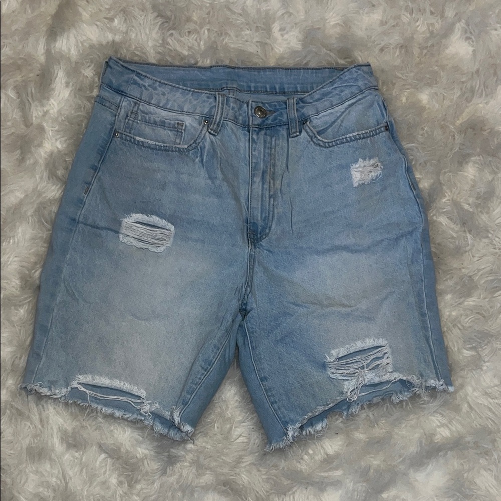 YMI Sky Blue Ripped Jean Shorts